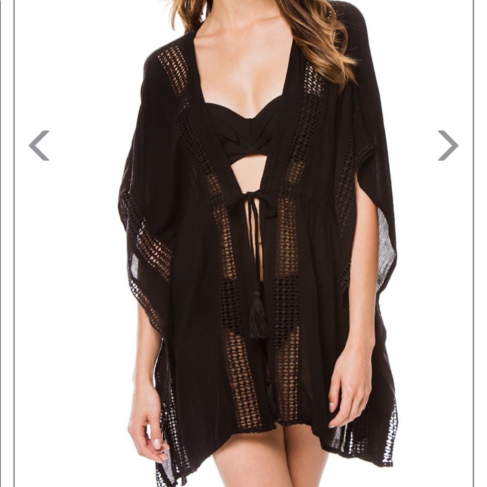 ELAN black kimono swimsuit cover up